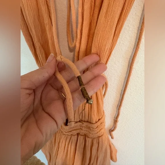 Free People Drop Dead Beauty Tiered Maxi Dress XS Orange - Picture 7 of 11